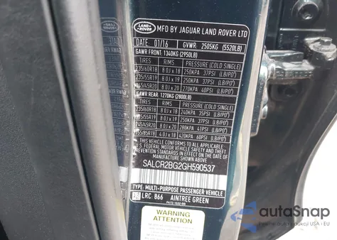 2016 Land Rover Discovery Sport Hse из США, поврежденный, VIN SALCR2BG2GH590537